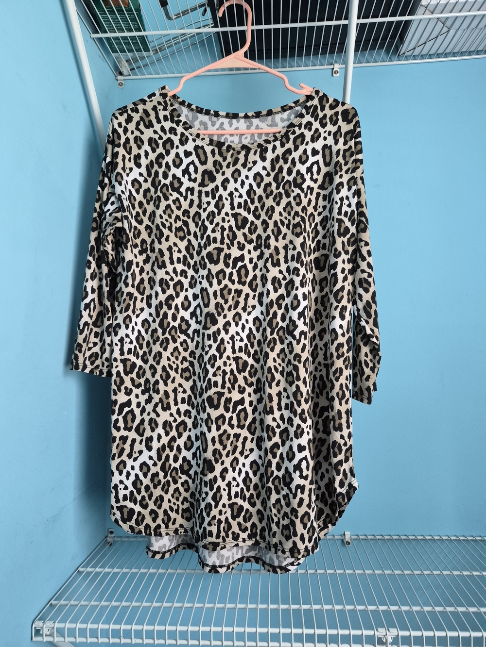 Leopard Print Relaxed Fit Women’s Top - Beige Black